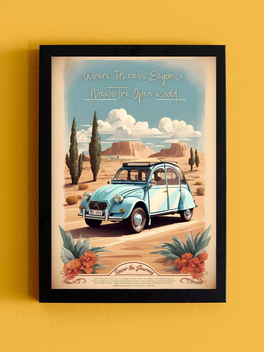 2CV Vintage Poster: Timeless… Timeless Elegance Araba Tablo Siyah Çerçeveli Araba Poster Duvar Tablo