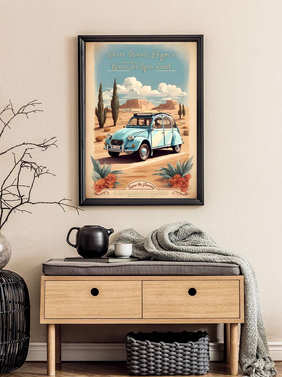 2CV Vintage Poster: Timeless… Timeless Elegance Araba Tablo Siyah Çerçeveli Araba Poster Duvar Tablo