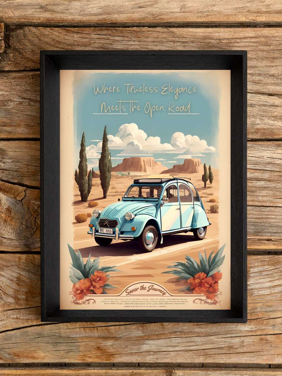 2CV Vintage Poster: Timeless… Timeless Elegance Araba Tablo Siyah Çerçeveli Araba Poster Duvar Tablo