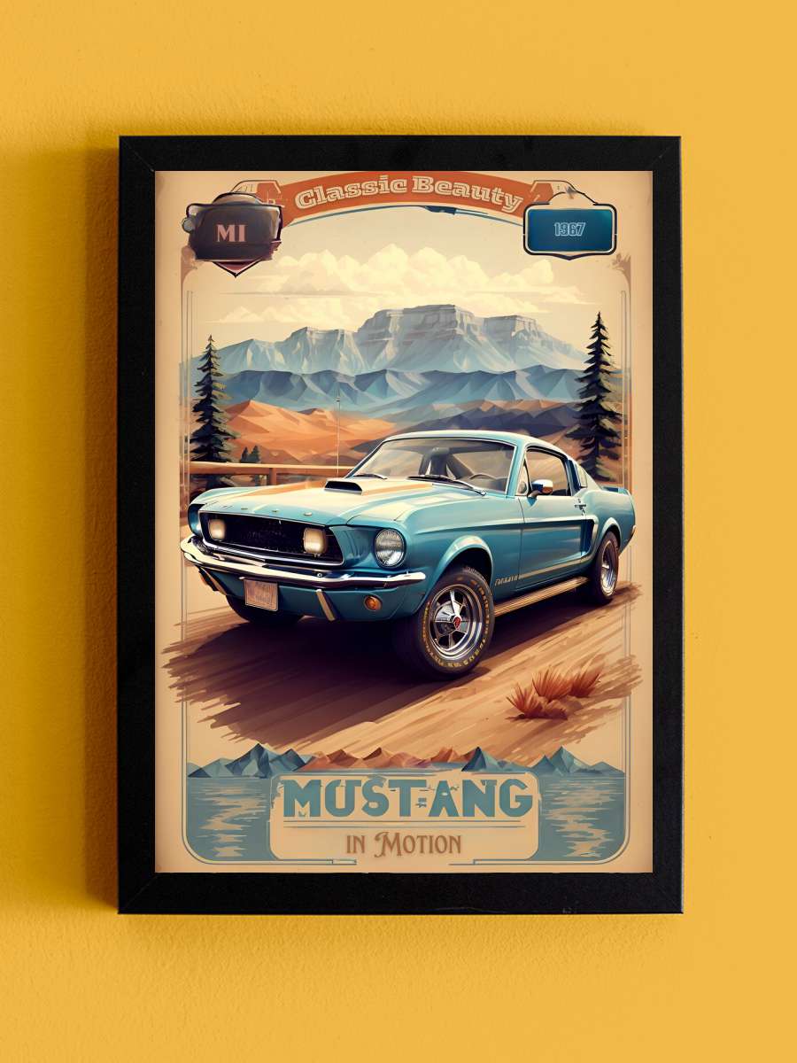 Mustang Vintage Poster: Classic… Classic Beauty in Motion Araba Tablo Siyah Çerçeveli Araba Poster Duvar Tablo