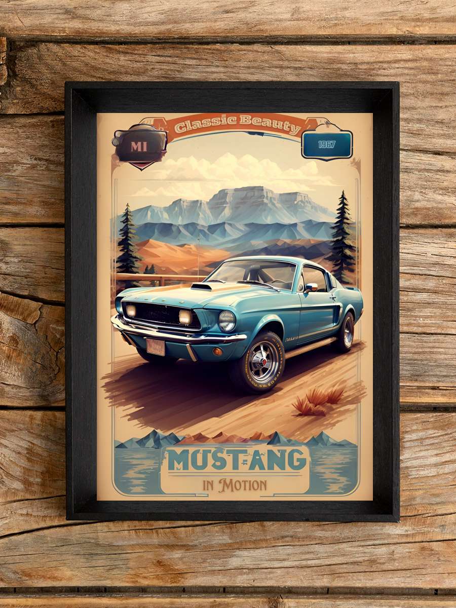 Mustang Vintage Poster: Classic… Classic Beauty in Motion Araba Tablo Siyah Çerçeveli Araba Poster Duvar Tablo