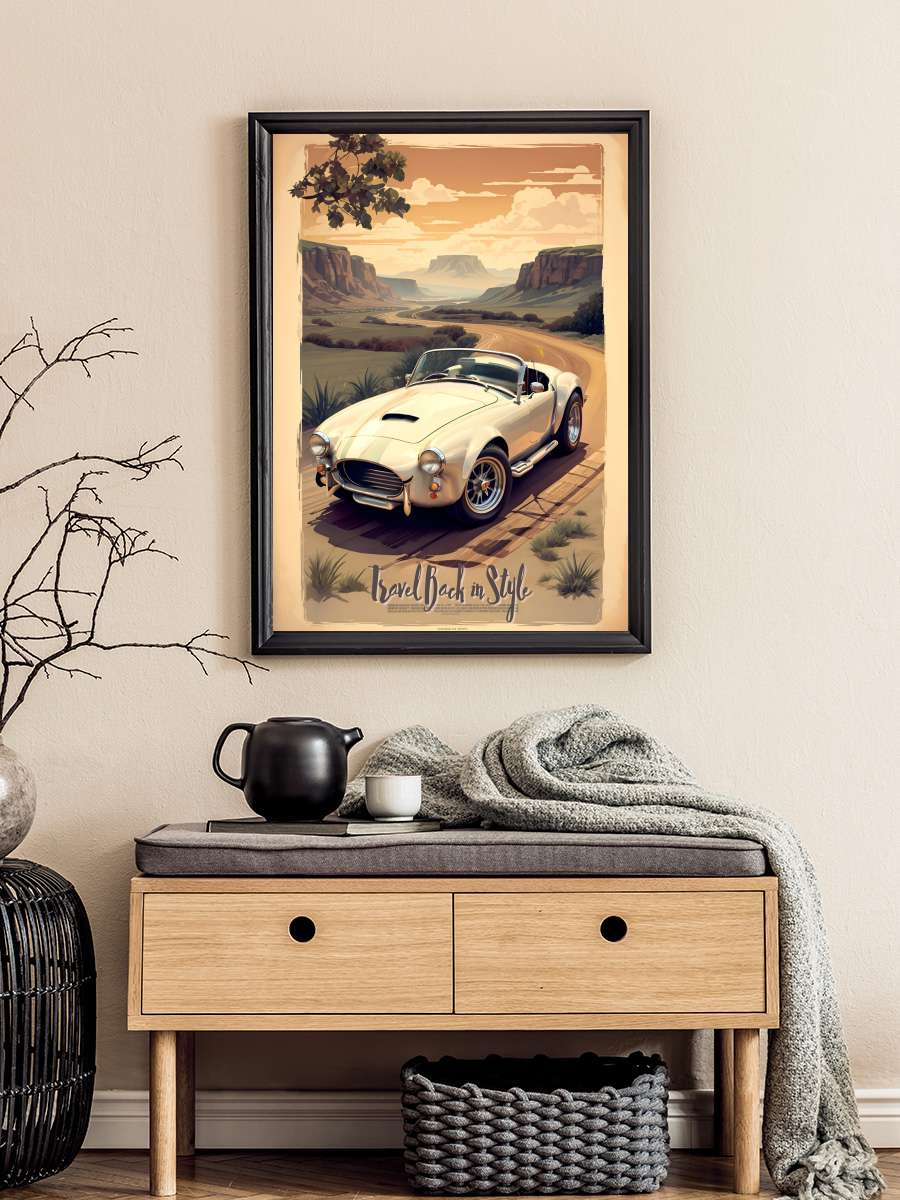 Shelby Vintage Poster: Travel… Travel Back in Style Araba Tablo Siyah Çerçeveli Araba Poster Duvar Tablo