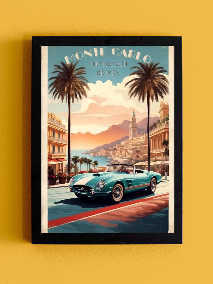 Monte Carlo Memories: Vintage… Vintage Poster Araba Tablo Siyah Çerçeveli Araba Poster Duvar Tablo