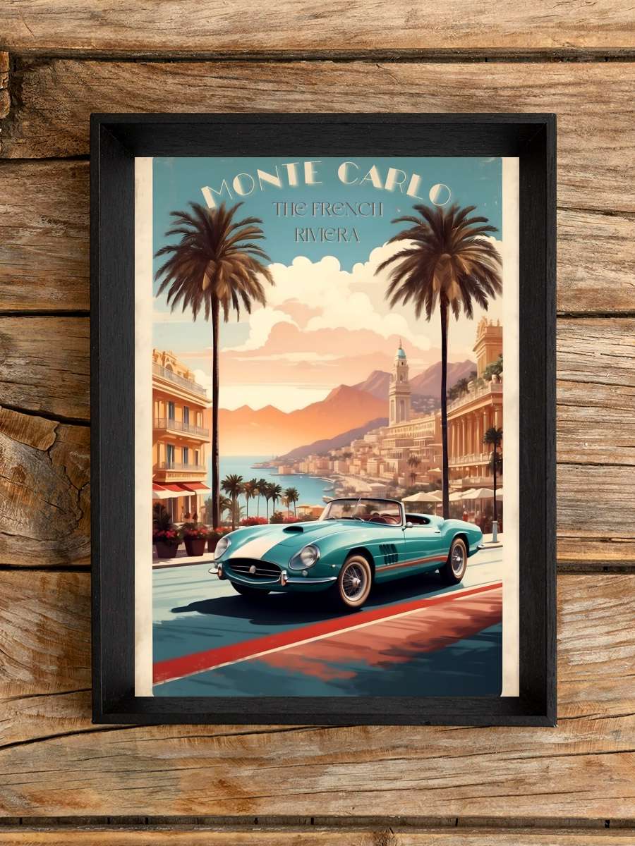 Monte Carlo Memories: Vintage… Vintage Poster Araba Tablo Siyah Çerçeveli Araba Poster Duvar Tablo