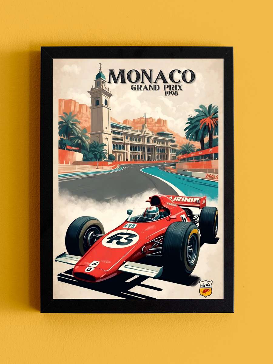 Speed and Style: Retro Formula… Formula 1 Monaco Araba Tablo Siyah Çerçeveli Araba Poster Duvar Tablo