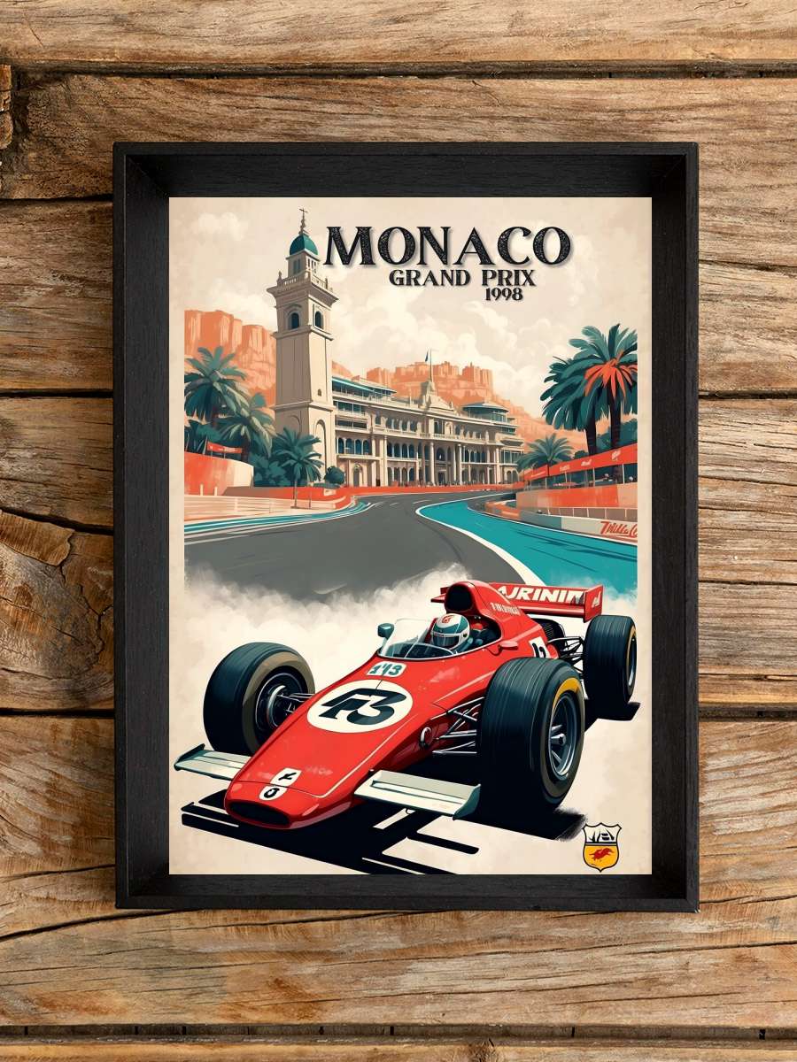 Speed and Style: Retro Formula… Formula 1 Monaco Araba Tablo Siyah Çerçeveli Araba Poster Duvar Tablo