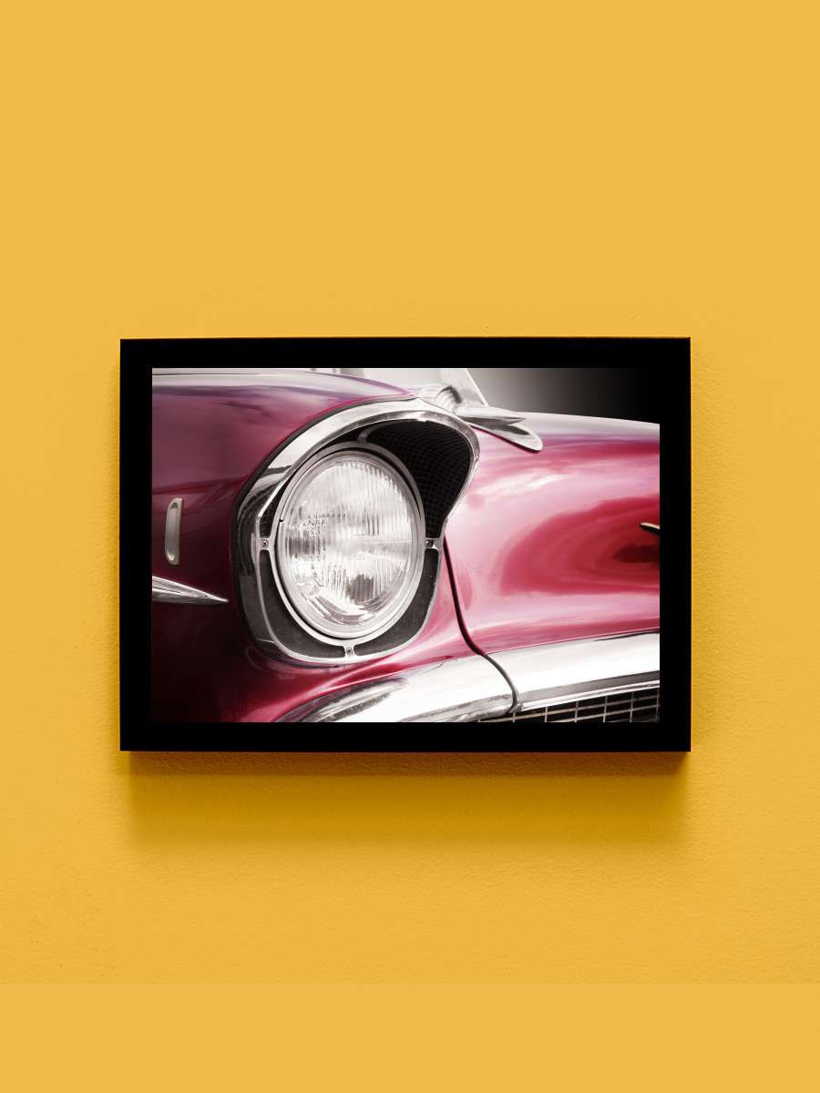 American classic car Bel Air… Air 1957 Headlight Araba Tablo Siyah Çerçeveli Araba Poster Duvar Tablo