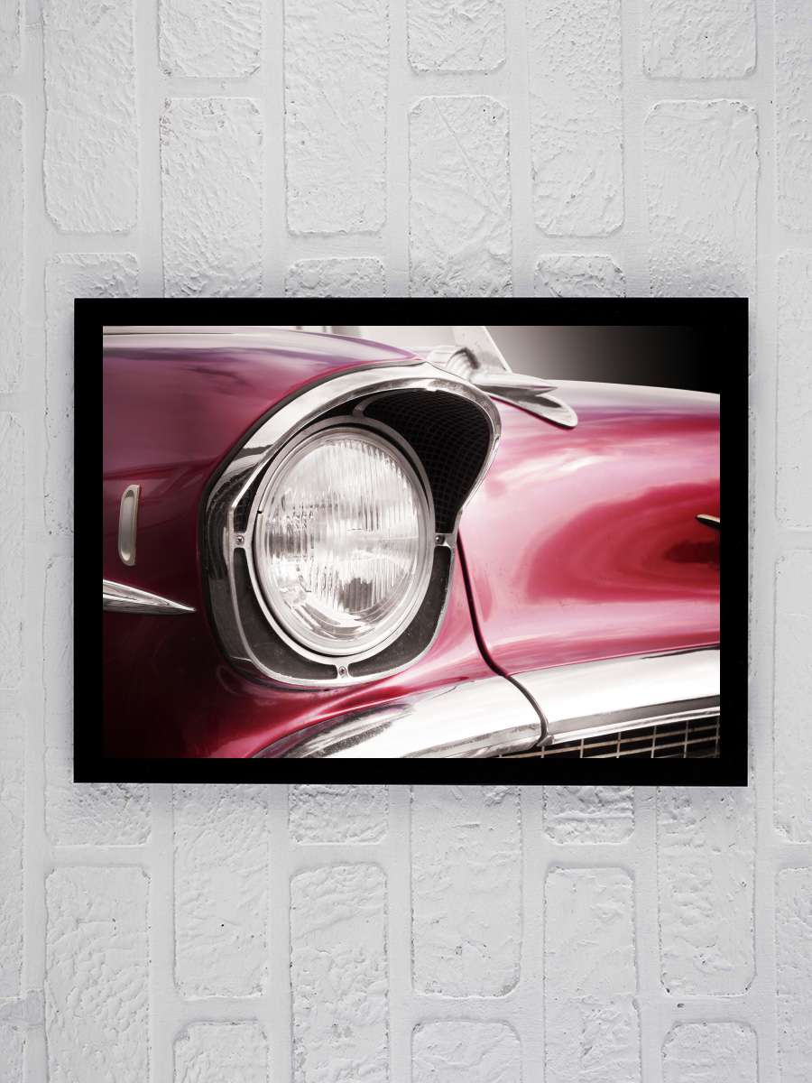 American classic car Bel Air… Air 1957 Headlight Araba Tablo Siyah Çerçeveli Araba Poster Duvar Tablo