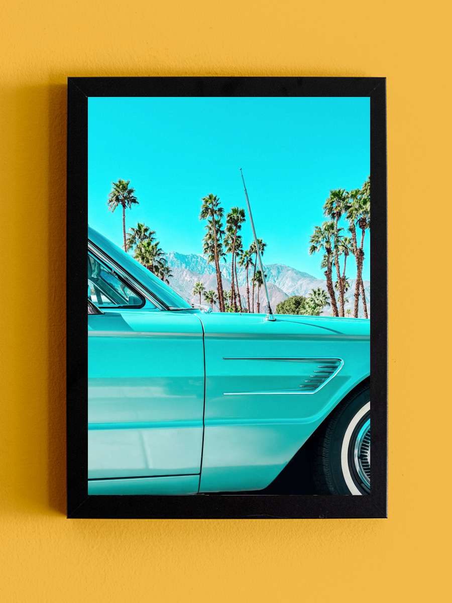 Teal Thunderbird in Palm Springs Araba Tablo Siyah Çerçeveli Araba Poster Duvar Tablo