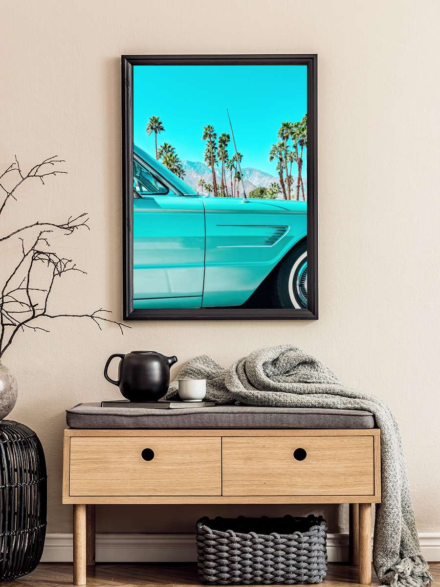 Teal Thunderbird in Palm Springs Araba Tablo Siyah Çerçeveli Araba Poster Duvar Tablo