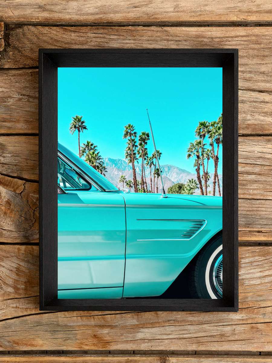 Teal Thunderbird in Palm Springs Araba Tablo Siyah Çerçeveli Araba Poster Duvar Tablo