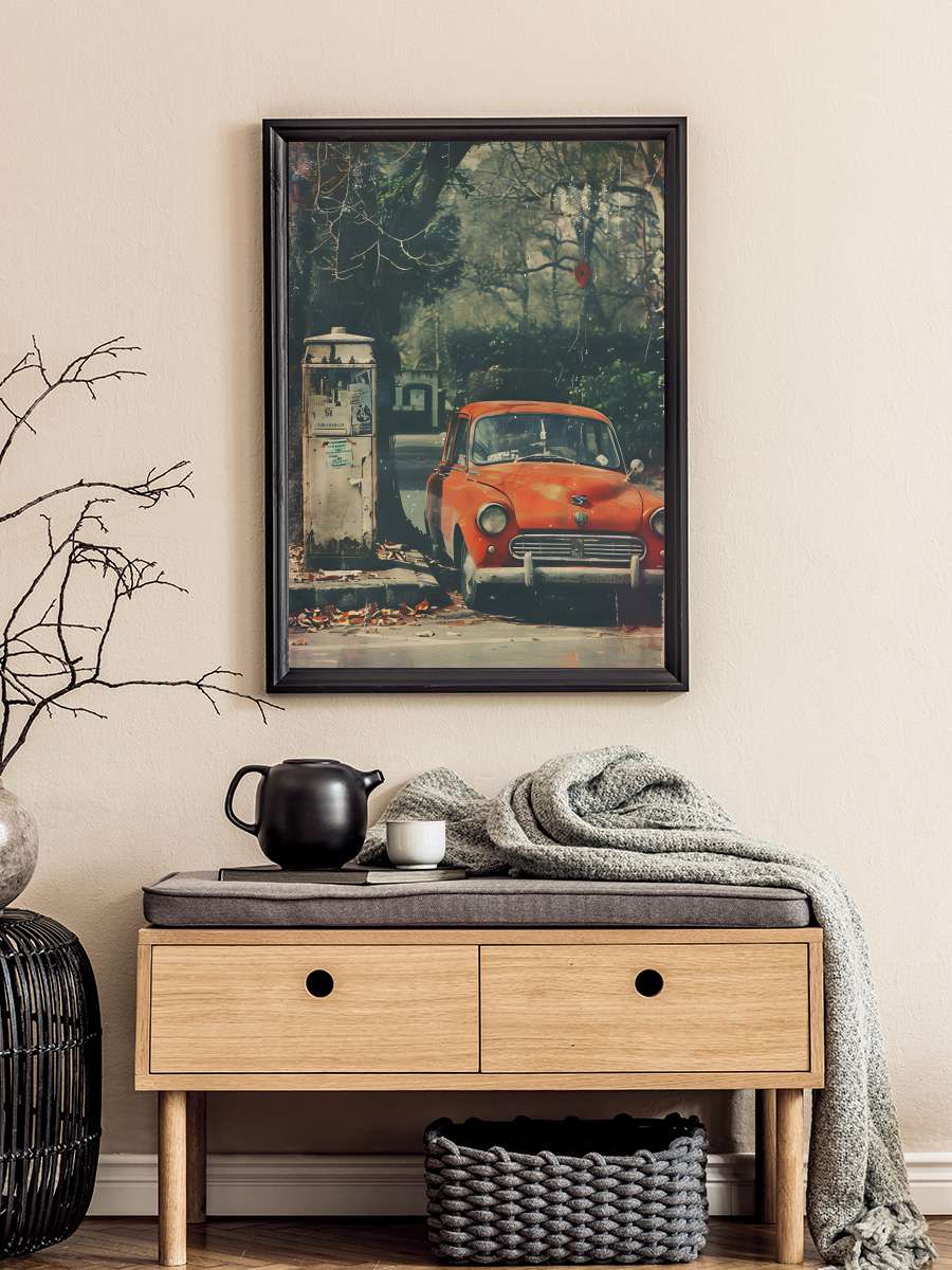 Vintage Car Retro Poster Araba Tablo Siyah Çerçeveli Araba Poster Duvar Tablo