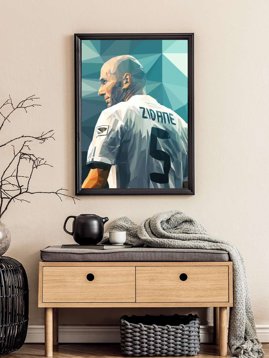 Zidane  Futbol Tablo Siyah Çerçeveli Futbolcu Poster Duvar Tablo