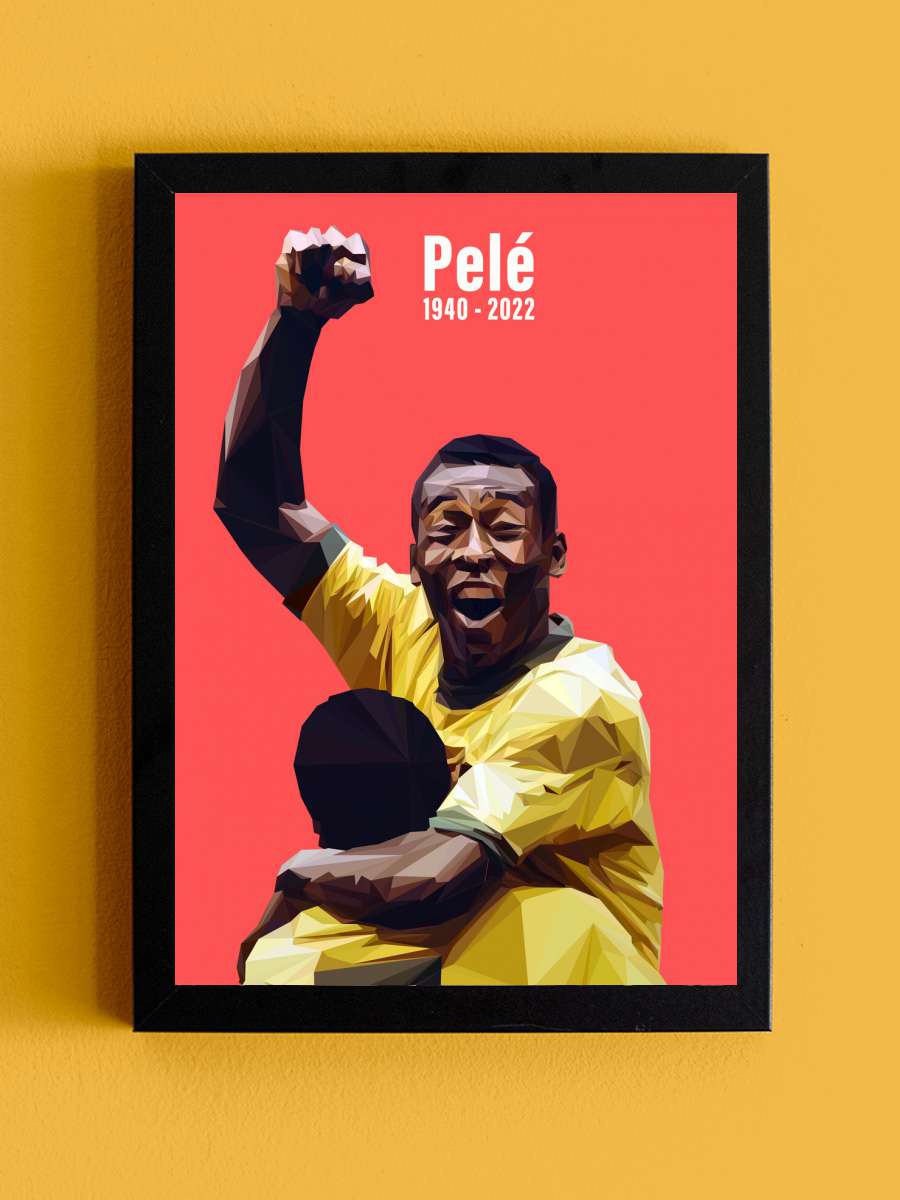 Pele Futbol Tablo Siyah Çerçeveli Futbolcu Poster Duvar Tablo