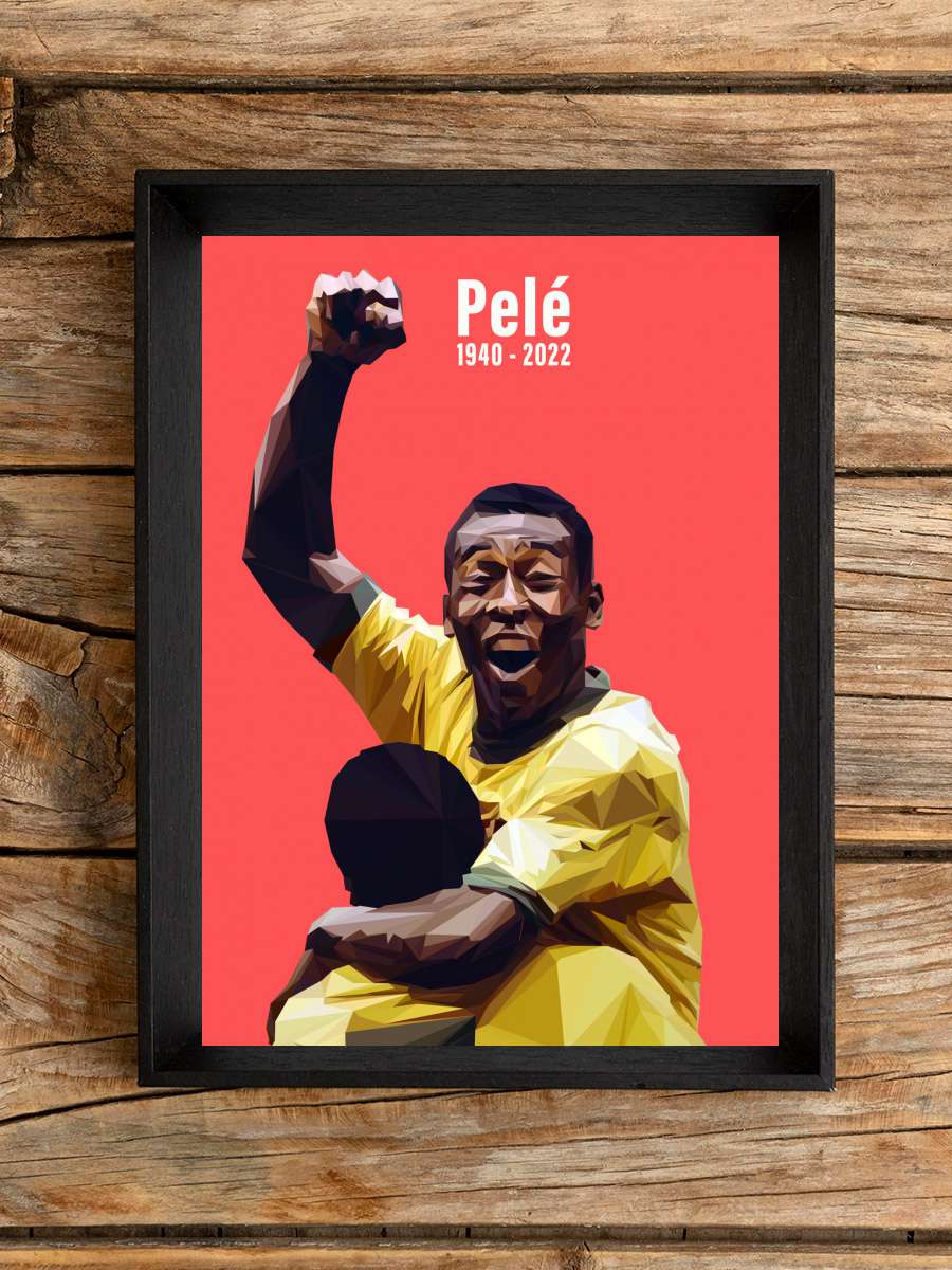 Pele Futbol Tablo Siyah Çerçeveli Futbolcu Poster Duvar Tablo