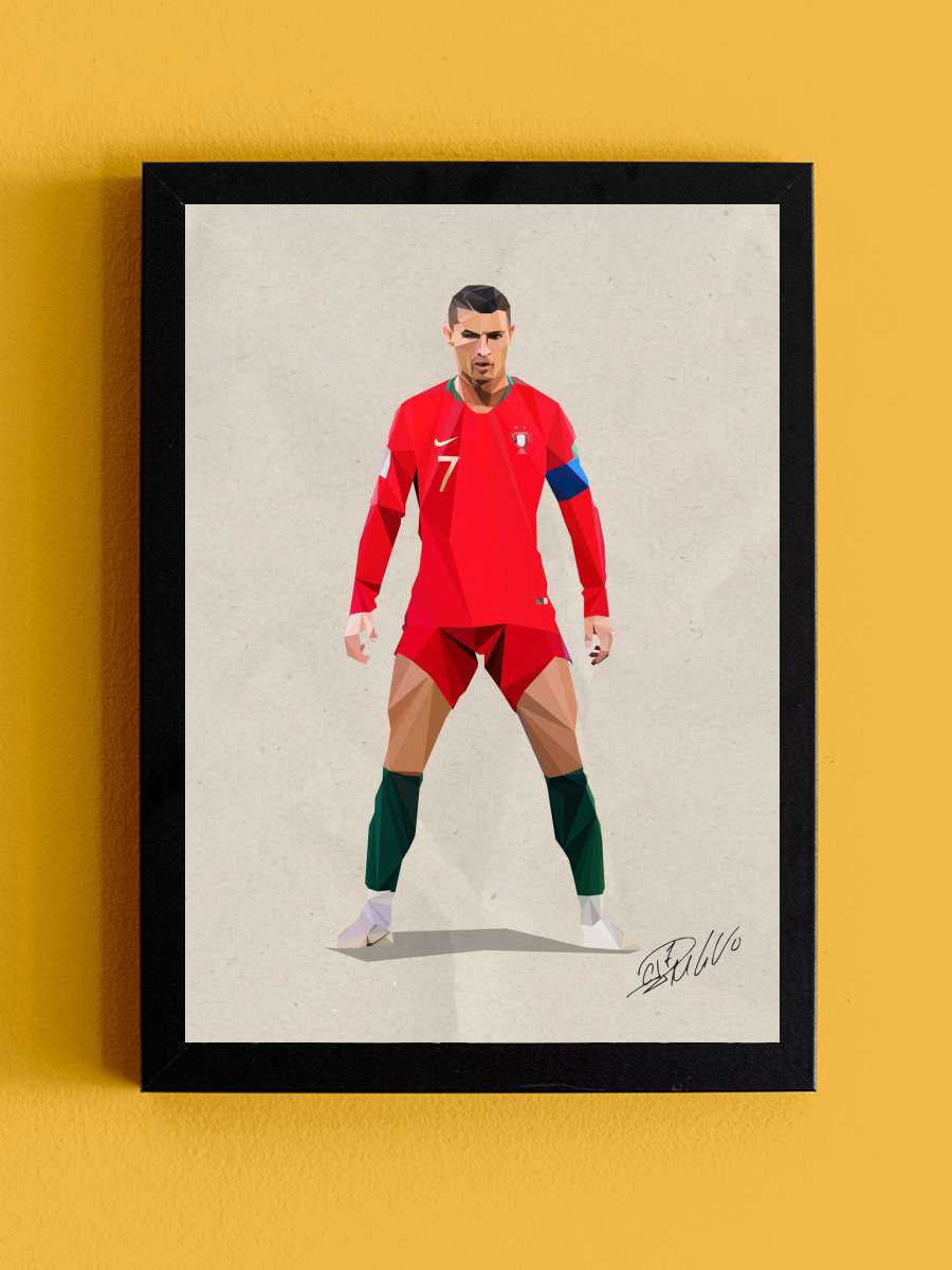 C. Ronaldo  Futbol Tablo Siyah Çerçeveli Futbolcu Poster Duvar Tablo