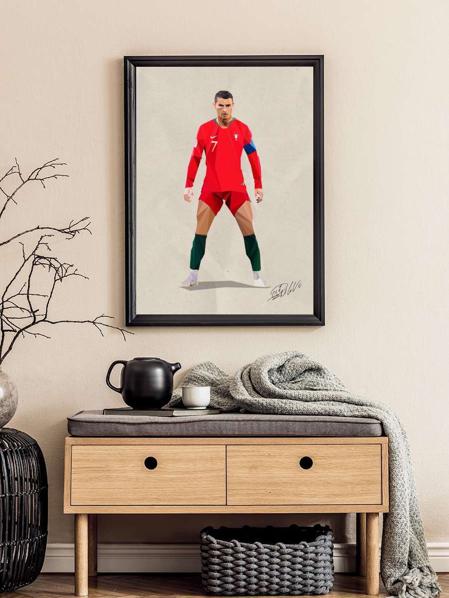 C. Ronaldo  Futbol Tablo Siyah Çerçeveli Futbolcu Poster Duvar Tablo