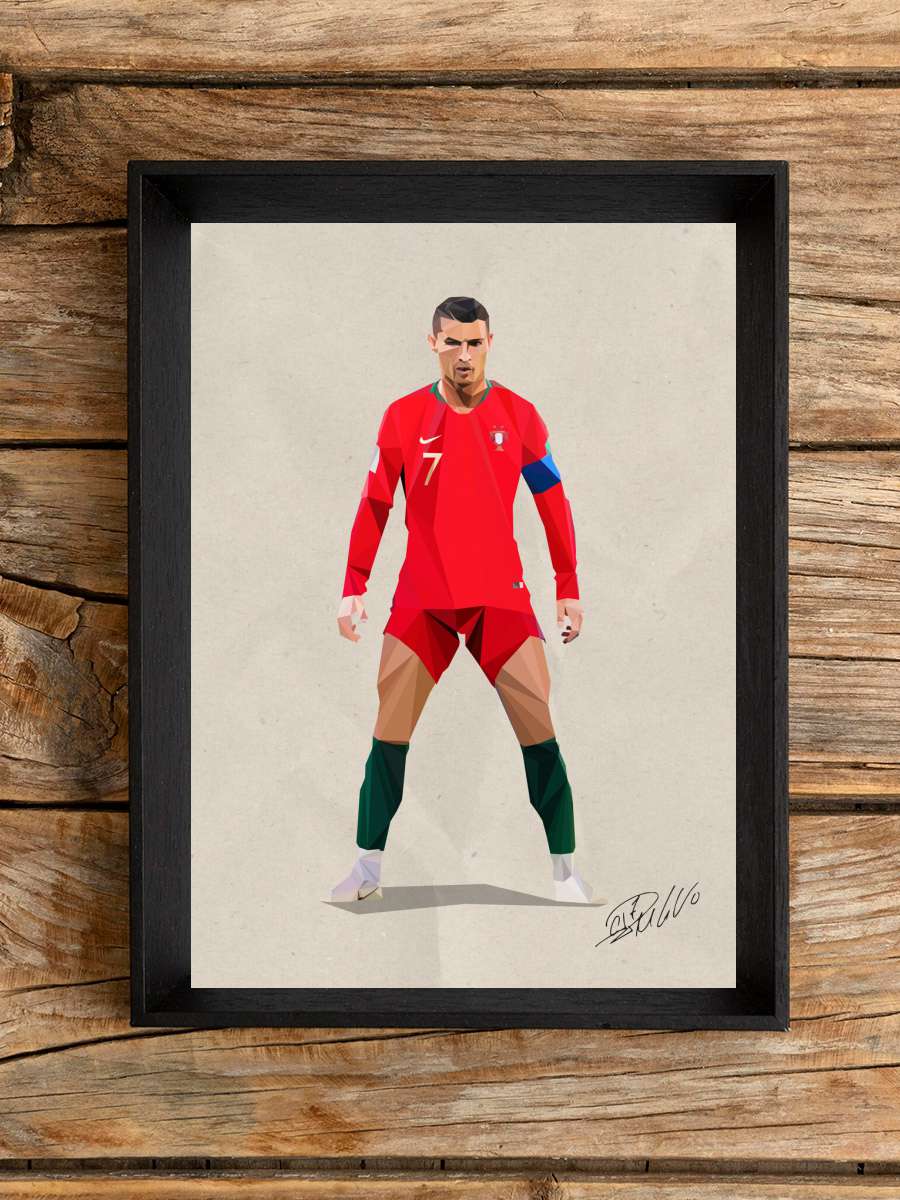 C. Ronaldo  Futbol Tablo Siyah Çerçeveli Futbolcu Poster Duvar Tablo