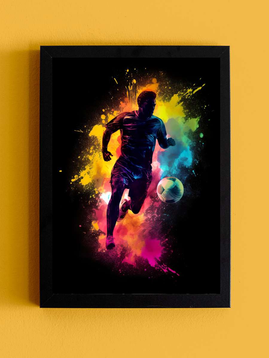 Soccer Silhouette Colorful… Colorful Kicker Futbol Tablo Siyah Çerçeveli Futbolcu Poster Duvar Tablo