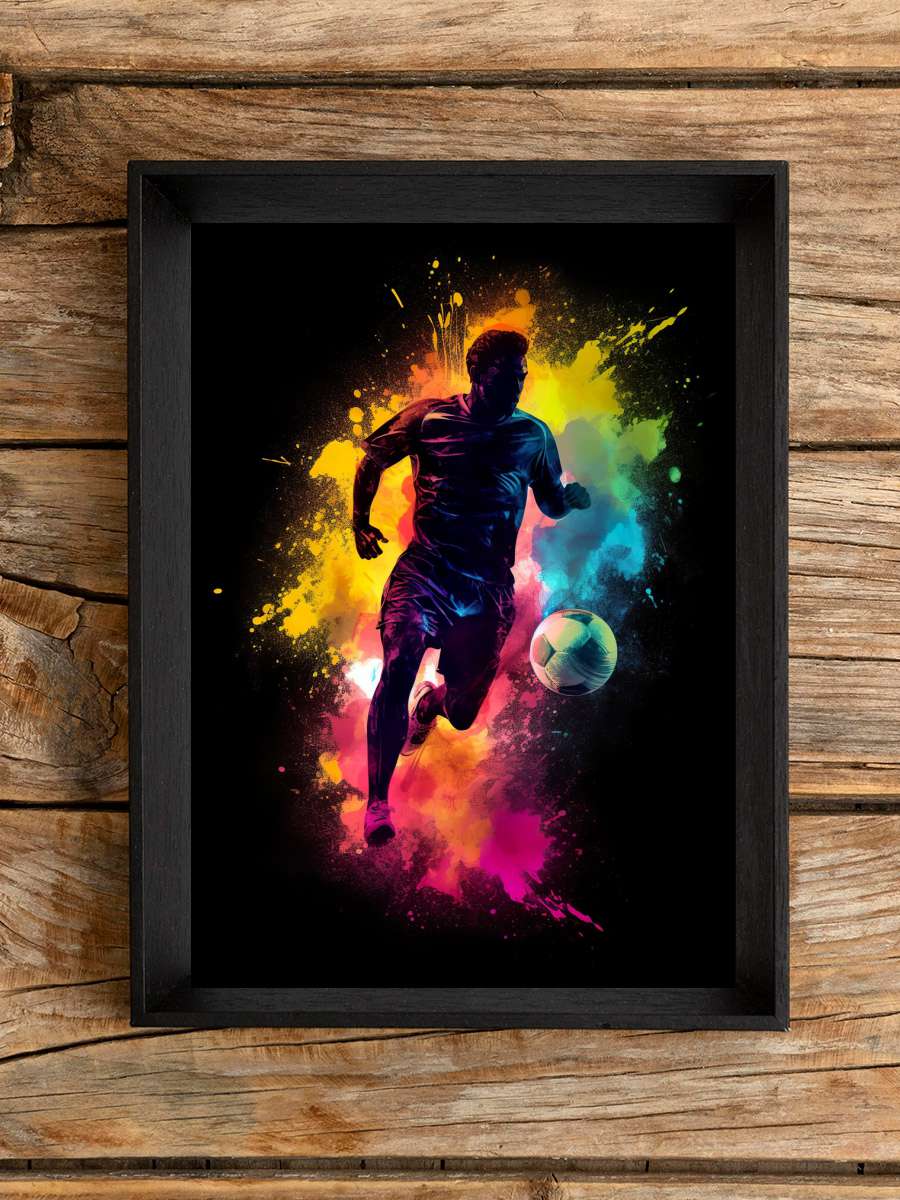 Soccer Silhouette Colorful… Colorful Kicker Futbol Tablo Siyah Çerçeveli Futbolcu Poster Duvar Tablo