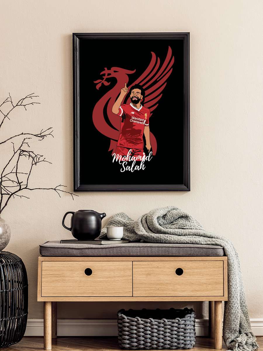 Salah Football Futbol Tablo Siyah Çerçeveli Futbolcu Poster Duvar Tablo