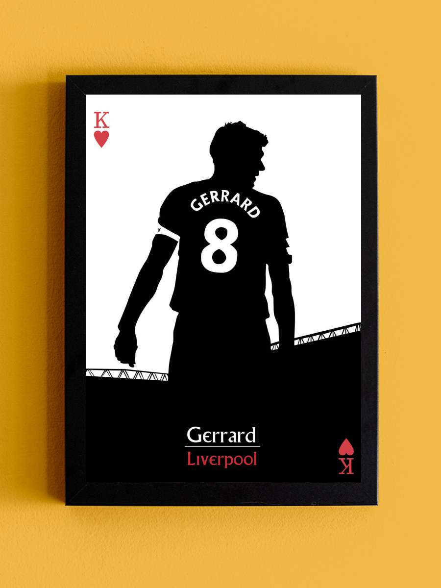 Gerrard Captain Futbol Tablo Siyah Çerçeveli Futbolcu Poster Duvar Tablo