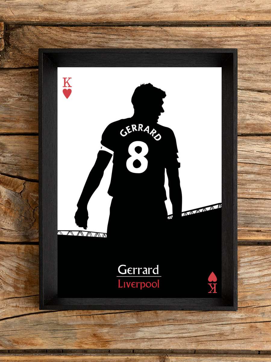 Gerrard Captain Futbol Tablo Siyah Çerçeveli Futbolcu Poster Duvar Tablo