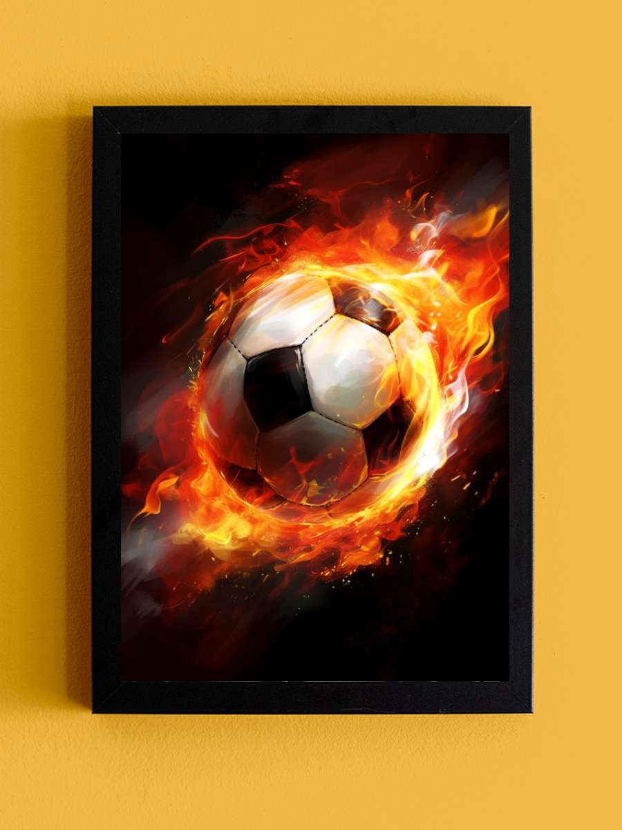 Soccer Futbol Tablo Siyah Çerçeveli Futbolcu Poster Duvar Tablo