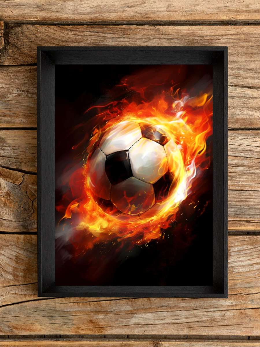 Soccer Futbol Tablo Siyah Çerçeveli Futbolcu Poster Duvar Tablo