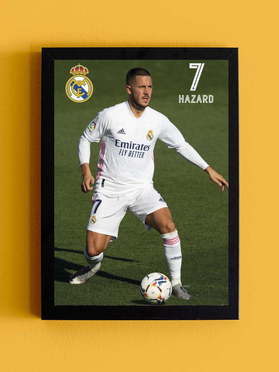 Real Madrid - Hazard 2020/2021 Futbol Tablo Siyah Çerçeveli Futbolcu Poster Duvar Tablo