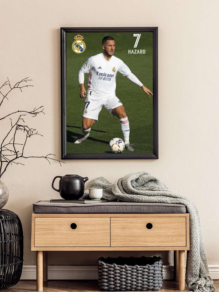 Real Madrid - Hazard 2020/2021 Futbol Tablo Siyah Çerçeveli Futbolcu Poster Duvar Tablo