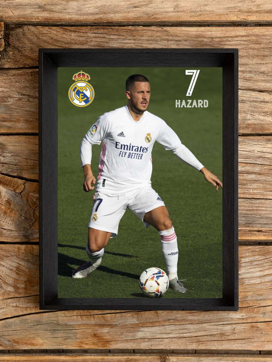 Real Madrid - Hazard 2020/2021 Futbol Tablo Siyah Çerçeveli Futbolcu Poster Duvar Tablo