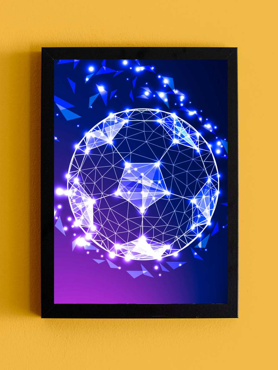 Cosmic Football Soccer Goal Futbol Tablo Siyah Çerçeveli Futbolcu Poster Duvar Tablo