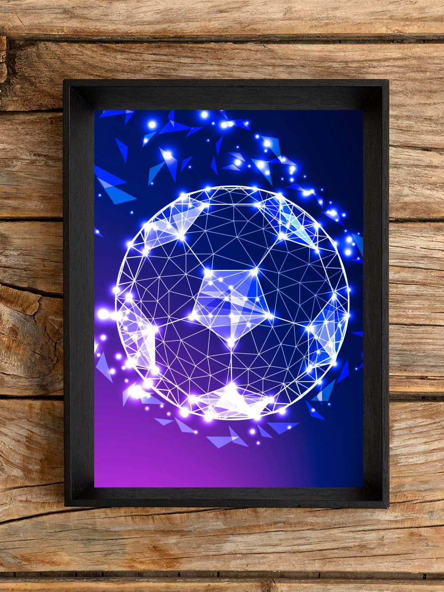 Cosmic Football Soccer Goal Futbol Tablo Siyah Çerçeveli Futbolcu Poster Duvar Tablo