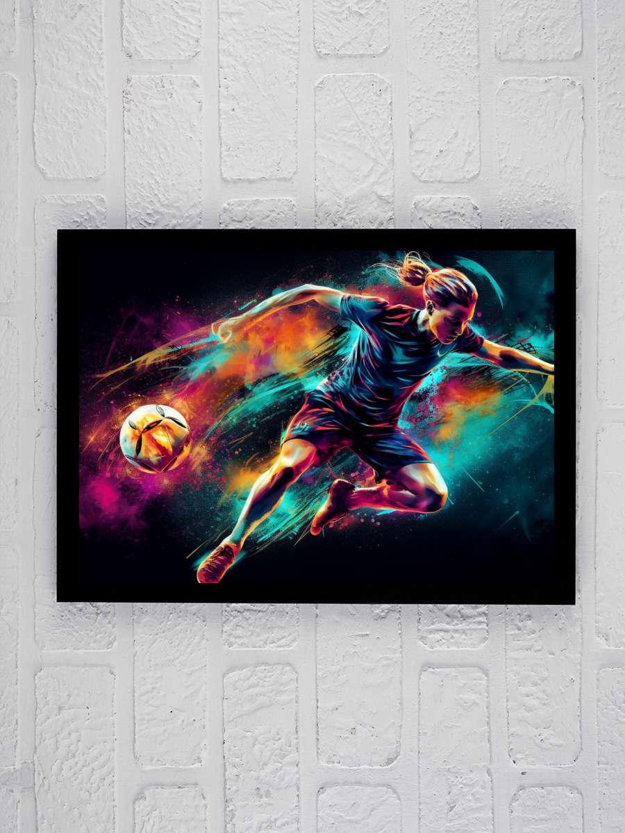 Soccer girl Futbol Tablo Siyah Çerçeveli Futbolcu Poster Duvar Tablo