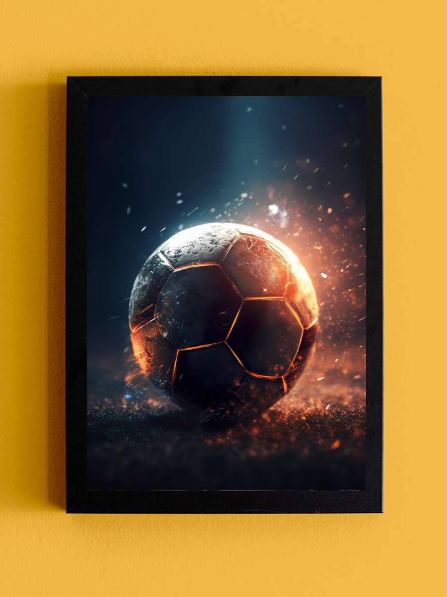 Soccer  Futbol Tablo Siyah Çerçeveli Futbolcu Poster Duvar Tablo