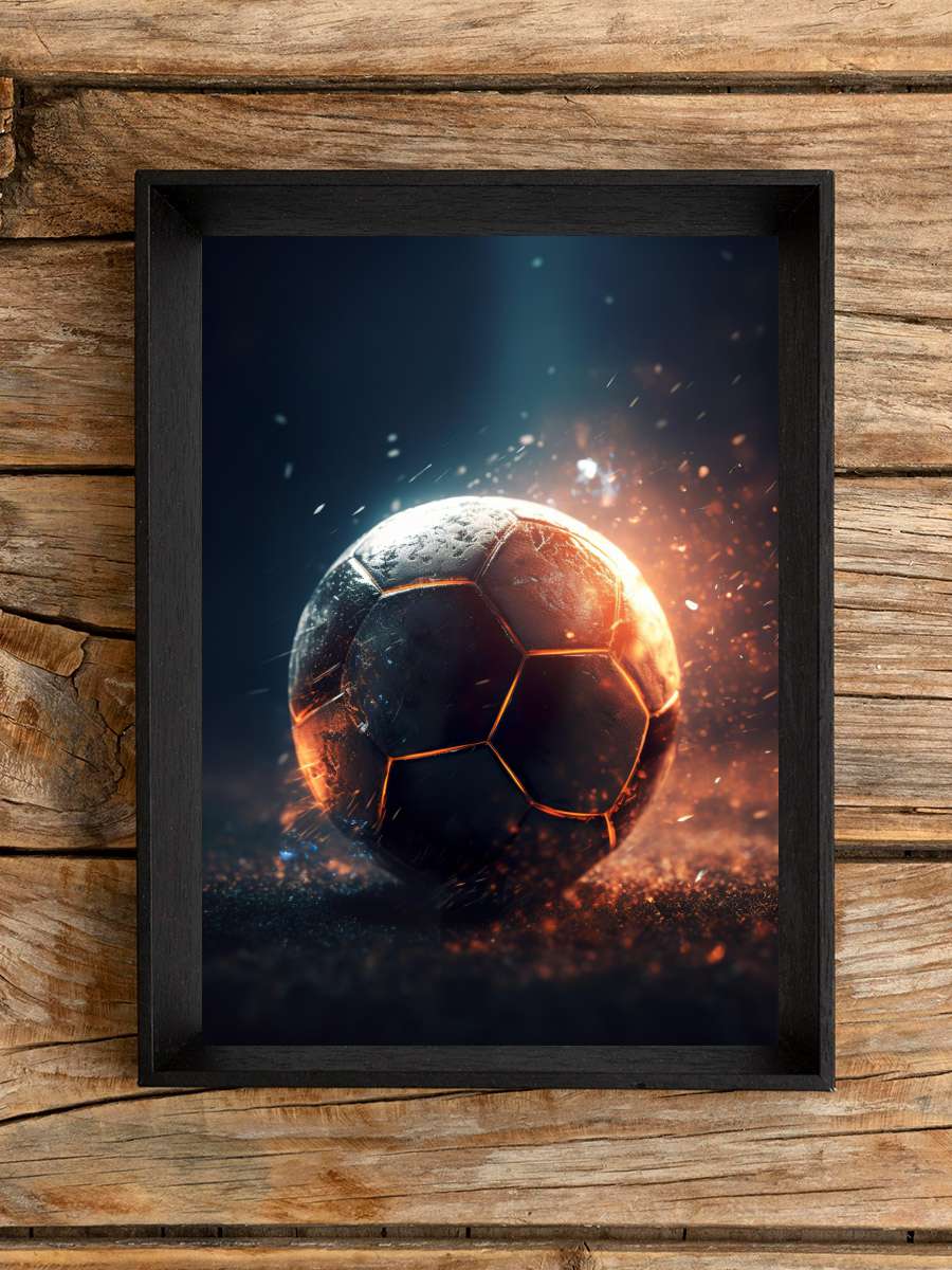 Soccer  Futbol Tablo Siyah Çerçeveli Futbolcu Poster Duvar Tablo