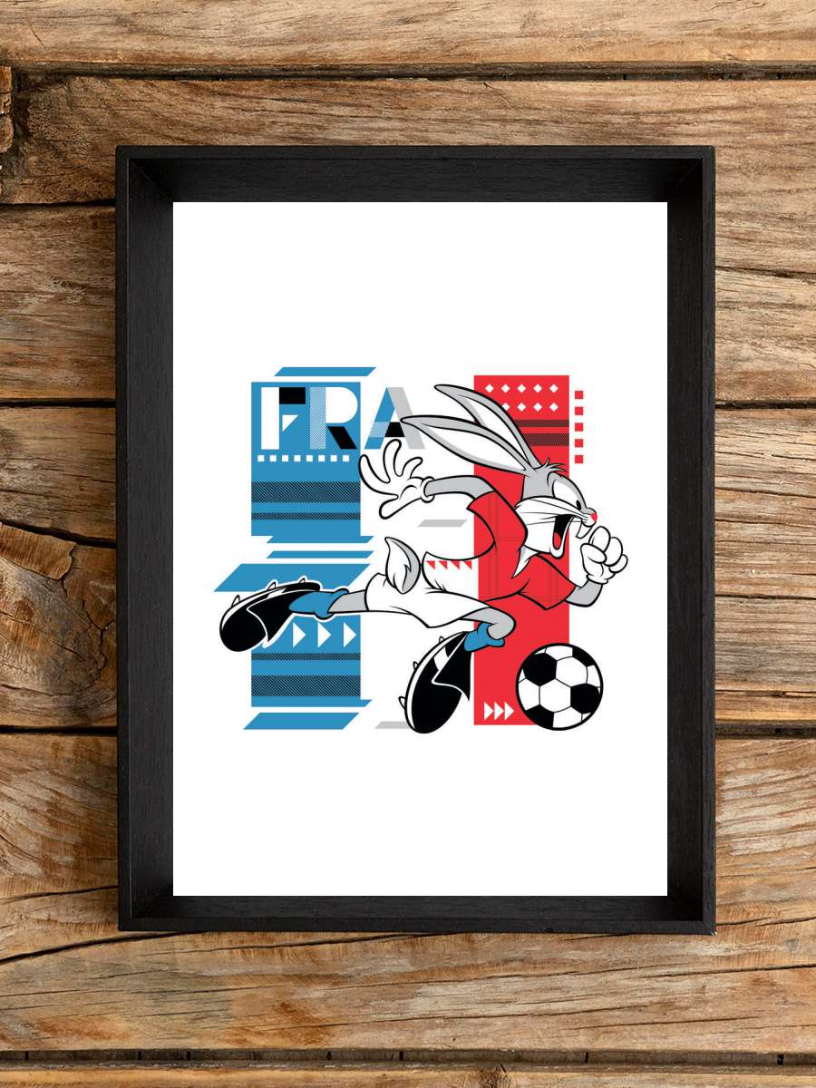 Bunny and football Futbol Tablo Siyah Çerçeveli Futbolcu Poster Duvar Tablo