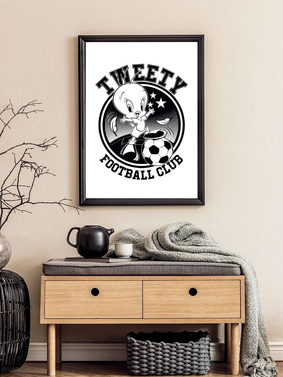 Tweety - Football club Futbol Tablo Siyah Çerçeveli Futbolcu Poster Duvar Tablo