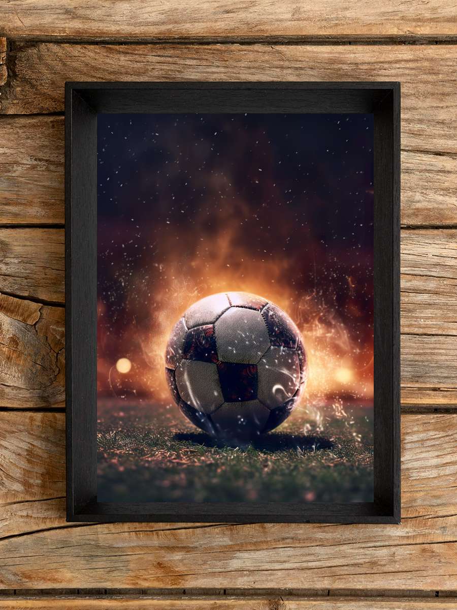 Soccer Ball Futbol Tablo Siyah Çerçeveli Futbolcu Poster Duvar Tablo