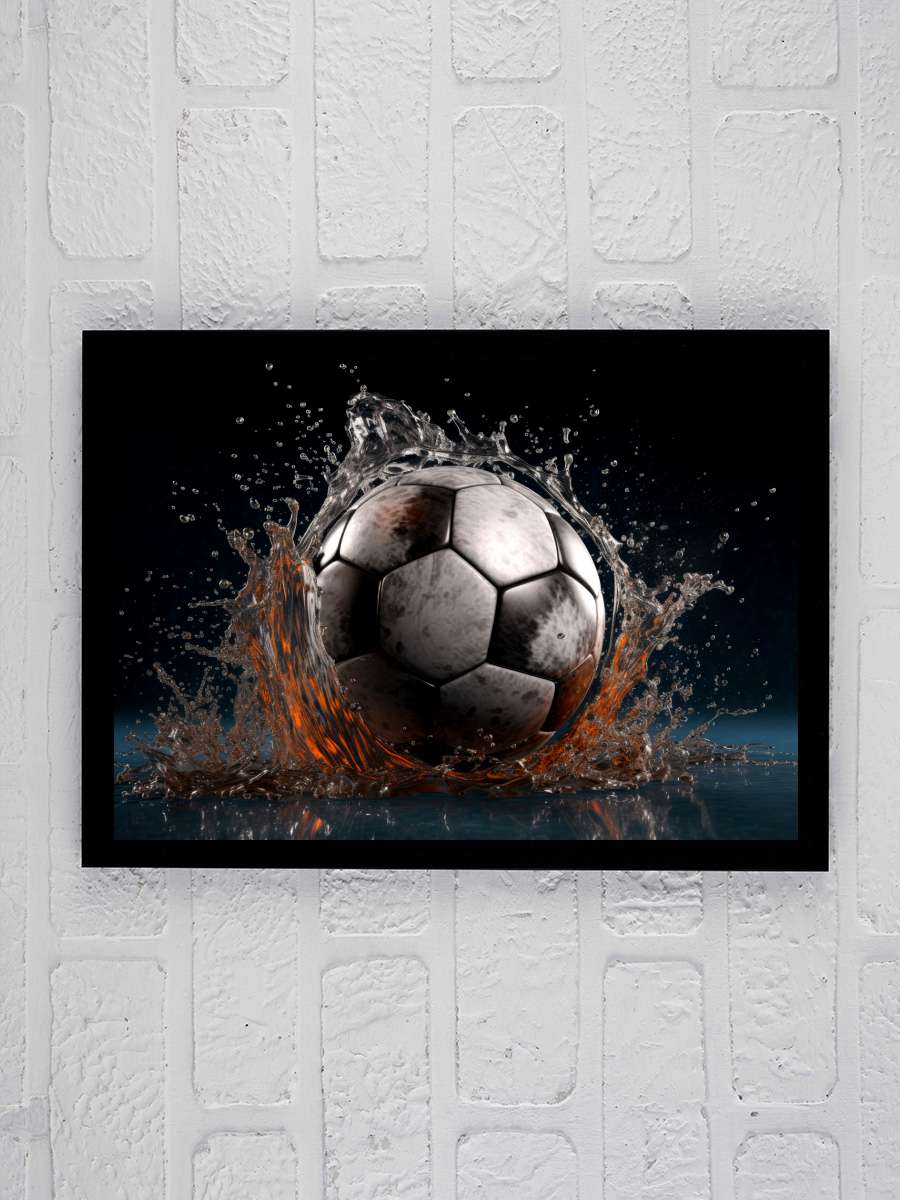 Soccer Futbol Tablo Siyah Çerçeveli Futbolcu Poster Duvar Tablo