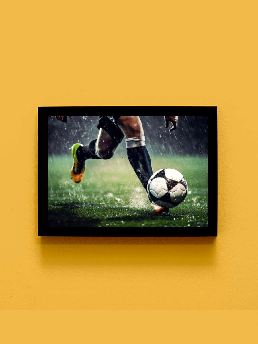 soccer player Futbol Tablo Siyah Çerçeveli Futbolcu Poster Duvar Tablo