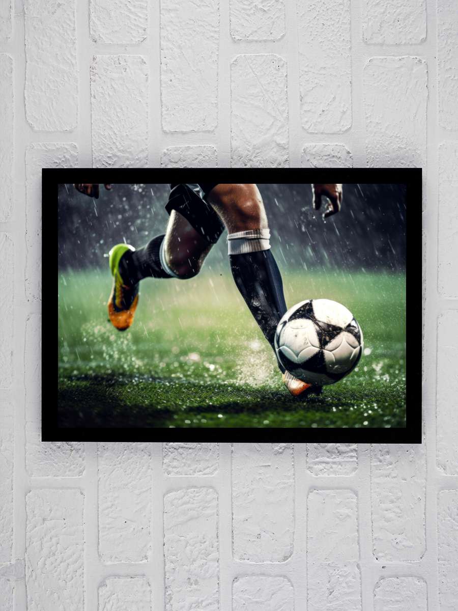 soccer player Futbol Tablo Siyah Çerçeveli Futbolcu Poster Duvar Tablo