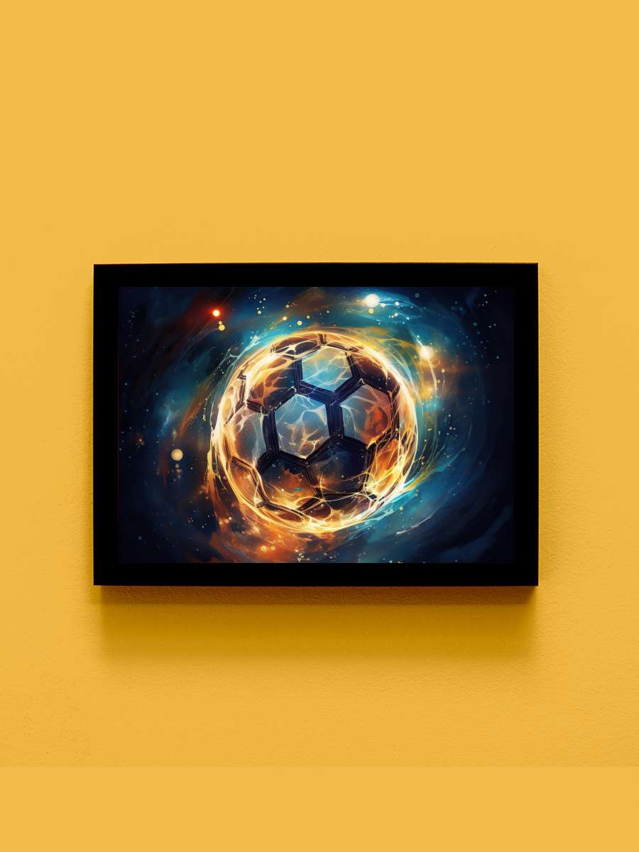 soccer cosmic  Futbol Tablo Siyah Çerçeveli Futbolcu Poster Duvar Tablo