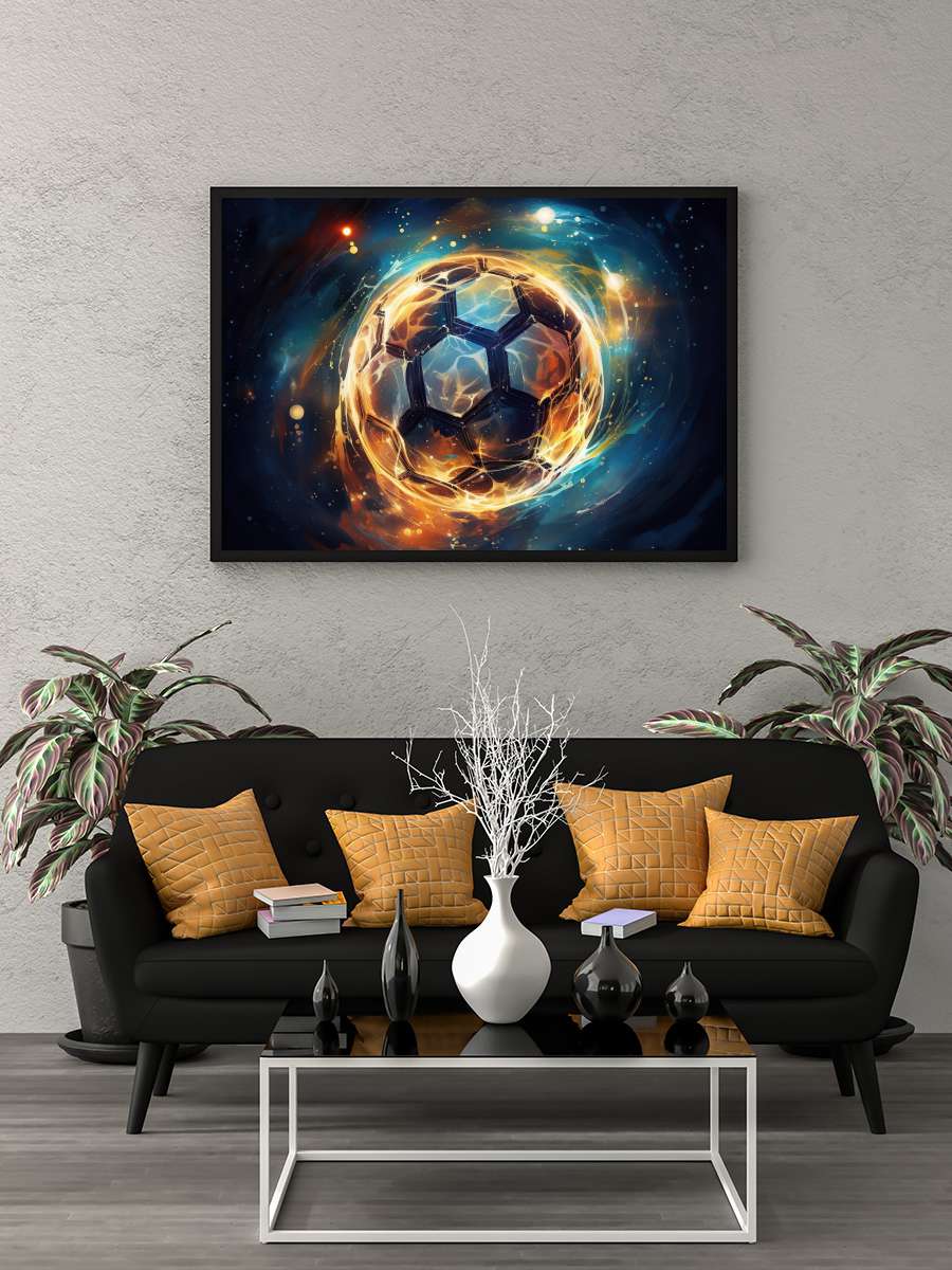 soccer cosmic  Futbol Tablo Siyah Çerçeveli Futbolcu Poster Duvar Tablo