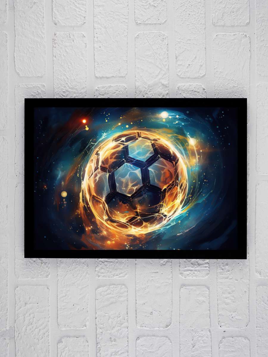 soccer cosmic  Futbol Tablo Siyah Çerçeveli Futbolcu Poster Duvar Tablo