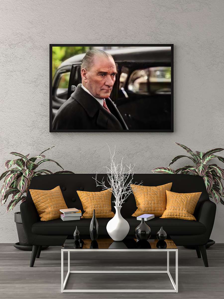 Atatürk Poster Tablo Siyah Çerçeveli Atatürk Duvar Tablo