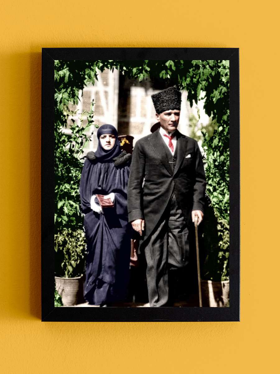 Atatürk Poster Tablo Siyah Çerçeveli Atatürk Duvar Tablo