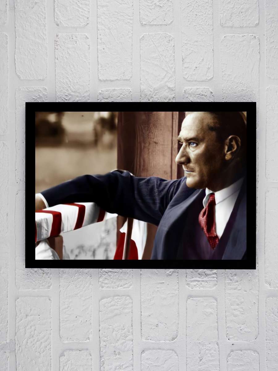 Atatürk Poster Tablo Siyah Çerçeveli Atatürk Duvar Tablo