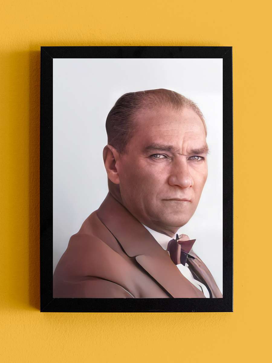 Atatürk Poster Tablo Siyah Çerçeveli Atatürk Duvar Tablo